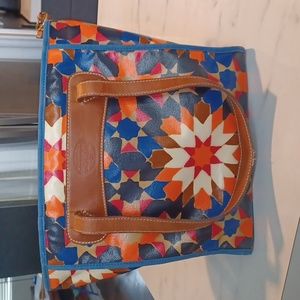 Fossil starburst coated canvas tote